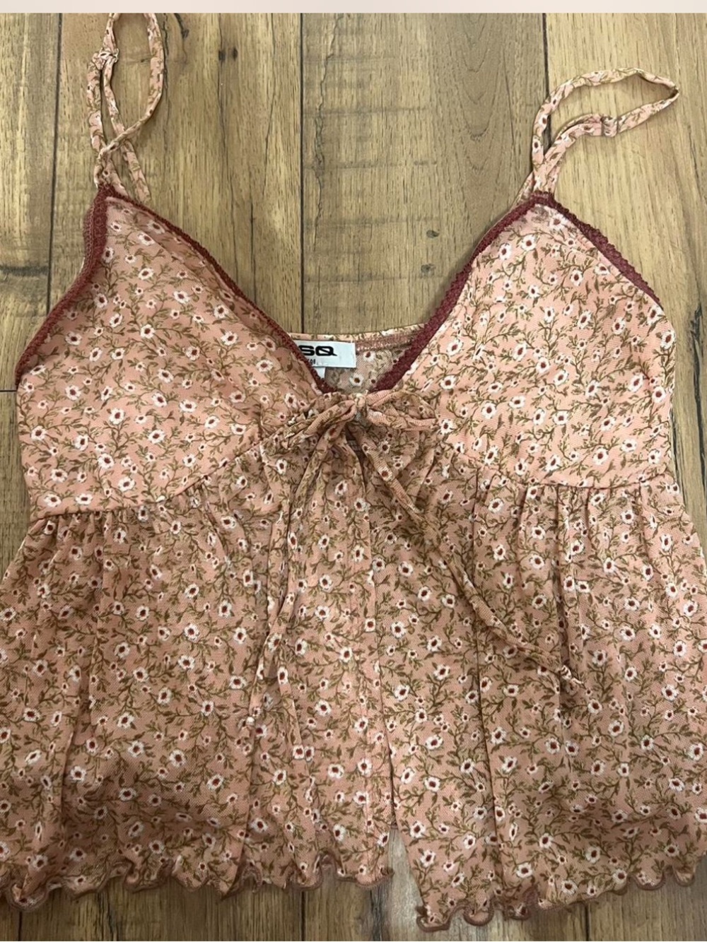 RSQ Peach Floral Tie-Front Cami